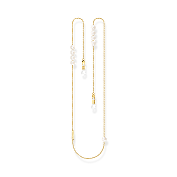 Thomas Sabo Brillenkette mit weißen imitierten Perlen gelbgoldfarben gelbgoldfarben EKE003-338-39-L76