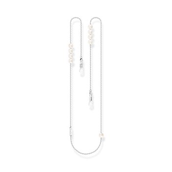 Thomas Sabo Brillenkette mit weißen imitierten Perlen silberfarben schwarz EKE003-337-11-L76